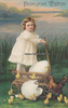 Deutsches Reich Ansichtskarte / Postkarte / Prägekarte / Fröhliche Ostern / Kind / Wagen / ... -