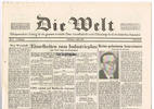Deutschland Zeitung / Die Welt / Überparteiliche Zeitung für die gesamte britische Zone -