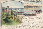 1900 Ansichtskarte / Postkarte / Litho / Gruss aus Kiel / Hafenbild / Blick auf... 2