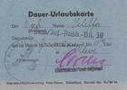 Drittes Reich Dauer-Urlaubskarte für den Obergefreiten Scheffer -
