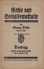 Köln Georg Fritze / Kirche und Sozialdemokratie / Vortrag gehalten im Gürzenich... -