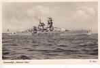Drittes Reich Ansichtskarte / Postkarte / Panzerschiff Admiral Scheer / Werbestempel HJ -