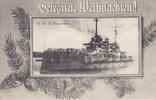 Deutsches Reich Ansichtskarte / Postkarte / Gesegnete Weihnachten! / S.M.S. Rheinland / mit ... -