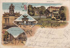 Cassel/Kassel Ansichtskarte / Postkarte / Litho / Gruss aus Cassel / Drahtbrücke / Denkmal ... -