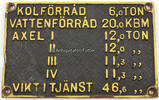 Schweden Schild Gußeisen / Eisenbahn / Lok ? / Kohletender ? / Bahnhof ? -
