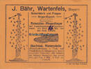 Wartenfels / Bayern Werbeblatt / J. Bähr, Wartenfels, Schuhfabrik und Fliegenfänger-Export. -
