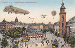 Frankfurt a. Main Ansichtskarte / Postkarte / Zeppelin / Hauptwache m. Katharinenkirche -