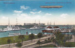 Wilhelmshaven Ansichtskarte / Postkarte / Hafenpartie mit 1. Geschwader u. Zeppelin -