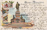 Düsseldorf Ansichtskarte / Postkarte / Litho / Gruss aus Düsseldorf / Bismarck Denkmal -