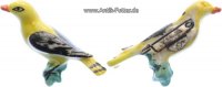 Drittes Reich WHW Porzellanabzeichen,Pirol,(gelb-schwarz-weiß),Serie: <i>Vögel unserer Heimat</i> -