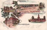 Lamsdorf Oberschlesien Lithographie/Gruss vom Schiessplatz Lamsdorf O.S.Feldlager -