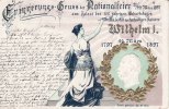 Deutsches Reich  Prägekarte/Erinnerungs-Gruss der Nationalfeier 21/22 März 1897/Wilhelm I. 2-3