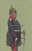 Deutsches Reich O.J. Handkolorierte Karikaturkarte/Offizier mit Pickelhaube, Uniform und Säbel 2