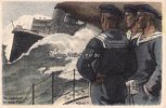 Hannover Künstler -und Reklamekarte/Leipniz Keks/Torpedoboot in voller Fahrt -