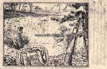 Deutsches Reich Künstlerkarte / Ref. Jäger-Batl. 4 / <i> Granatloch als Waschbecken</i> -