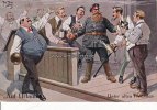 Deutsches Reich 1917 Künstlerkarte von Arthur Thiele/Auf Urlaub/Unter alten Freunden 2-3