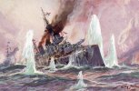 Deutsches Reich Künstlerkarte von Willy Stöwer/Englischer Schlachtkreuzer im Salvenfeuer... -
