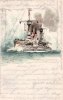 Deutsches Reich/Kiel Litho/Künstlerkarte/S.M. Panzerschiff <i>Brandenburg</i>/m. Volldampf Kiel verlassend -