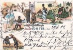  1902 Liberia Litho/Liberia (West-Afrika)/A native weaving/Bassa Woman with child on the... 2