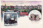 Bochum Litho/Gruss aus Bochum./Panorama./Haus Rechen./Oberrealschule. -