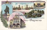Dortmund Litho/Gruss aus Dortmund/Kaiser-Denkmal./Kaiser-Wilhelm-Hain, Haupteingang./... -