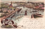 Dortmund Litho/Gruss aus Dortmund./Hafen des Dortmund-Emskanal. -