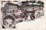 Barop/Dortmund Litho/Gruss von der Baroperheide./Wirtschaft zum Brückenkopf, Garten/Festsaal/.. -