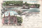 Herne i/W. Litho/Gruss vom Kanal-Schloss am König Ludwig-Hafen/Herne i/W. -