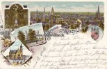 Rheydt Litho/Gruss aus Rheydt/Wappen-der Stadt-Rheydt/Rathaus/Bismark-Denkmal/Denkmal.. -