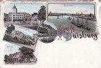 Duisburg Litho/Gruss aus Duisburg/Burgplatz mit Rathaus und Mercator Brunnen/Städt... -