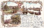 Duisburg Litho/Gruss aus Duisburg./Tonhalle./Hafen./Monning. -