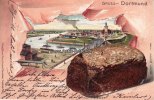 Dortmund Präge-Litho/Gruss aus Dortmund./Hafen Ansicht. -