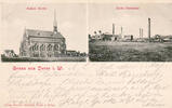 Dortmund/Derne Ansichtskarte / Postkarte / Gruss aus Derne i. W./Kathol. Kirche/Zeche Gneisenau -