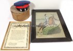 Deutsches Reich Schirmmütze in Schachtel/Reservistenbild und Belobigung/Gfrt. Cremer I. Esk. ... -