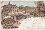 Wanne-Eickel Litho/Gruss aus der Wilhelmsquelle/Kur=Hôtel nebst Park/Parthien aus dem Park. -