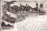 Merseburg Litho/Gruss aus Merseburg/Gotthardts Teich./Schlosshof./Rabenhaus./Wasserthurm. -