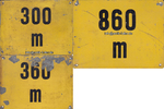 Drittes Reich Luftschutz / 3 Metallschilder 300 m / 360 m / 860 m -