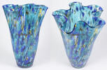 Italien? Blaue Vase aus mundgeblasenem Glas -