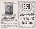 Deutsches Reich / Bamenohl Totenzettel / Sterbebild / Paul Müller Gefr. in einem Grenadier - Rgt. -
