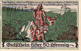 Rübeland(Ost 3725) 50 Pfennig Kristallkammer / KN. schwarz / Wz. Ovalmuster / Vorderseite, Berg teilweise Schraffiert -