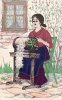 Deutsches Reich AK./Frau beim klöppeln/Aufgeklebtes Papier,Stoff und Spitze -