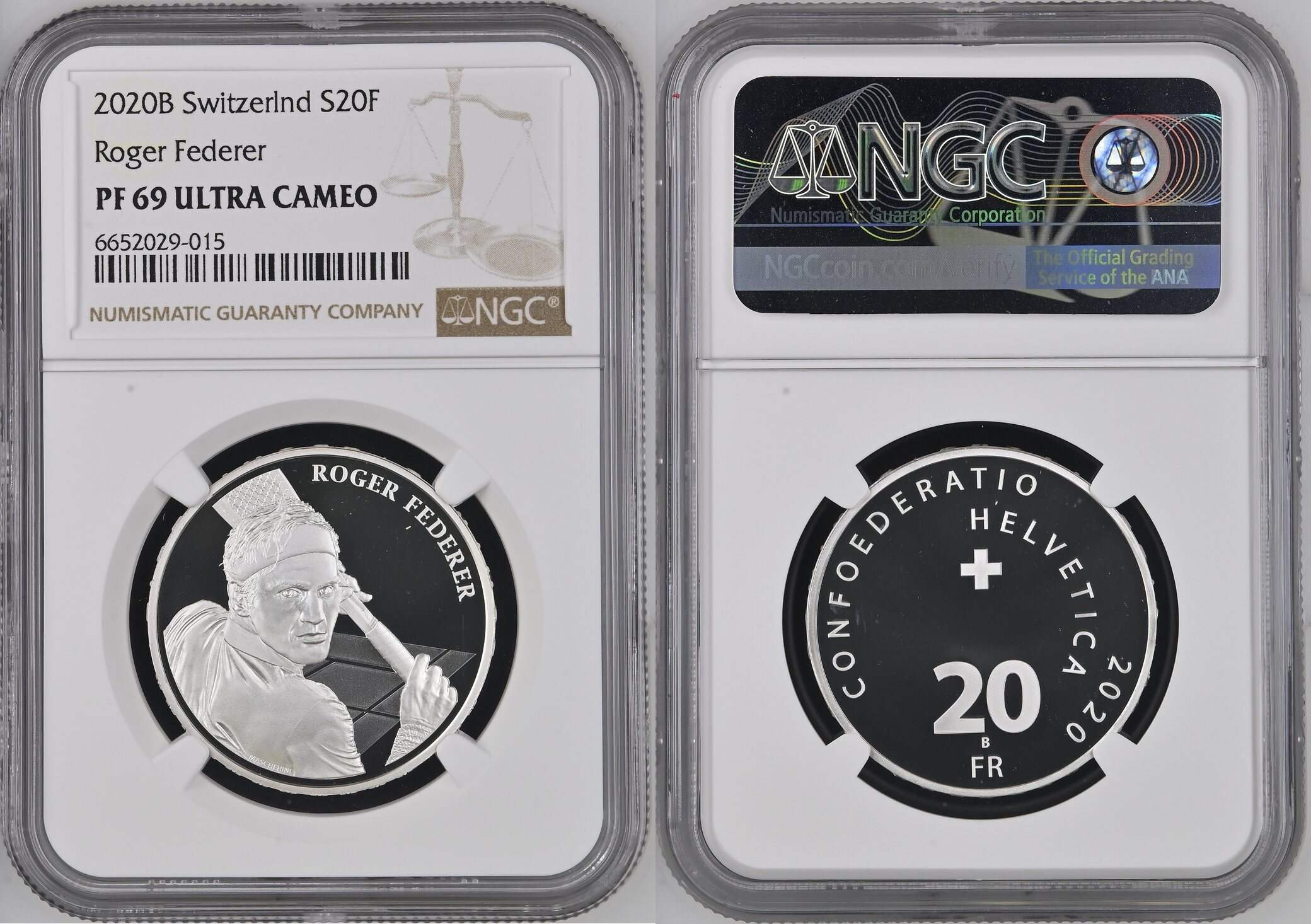 Switzerlnd S20F 2020B Roger Federer NGC PF 69 ULTRA CAMEO | MA-Shops