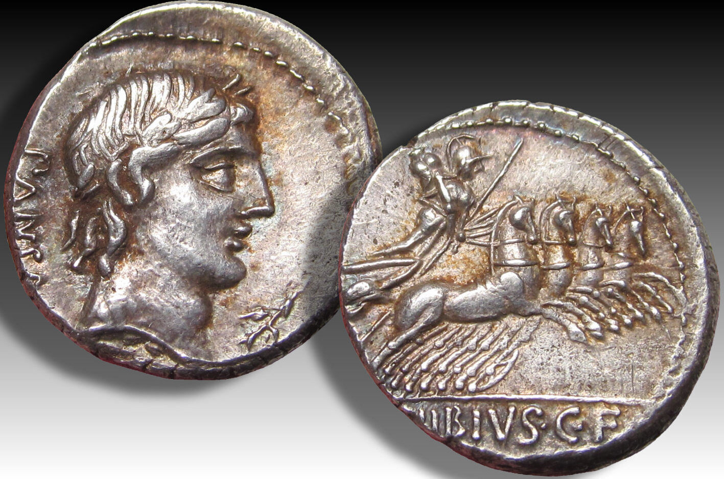 ROMAN REPUBLIC AR silver denarius 90 B.C. C. Vibius C.f. Pansa, Rome ...