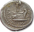 ROMAN REPUBLIC AR silver denarius circa 41-40 B.C. Cn. Domitius L.f. Ahenobarbus, uncertain mint near Adriatic or Ionian sea VF+ / EF -graffiti mark "NA" or "VN&