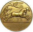 FRANCE - PREMIER EMPIRE 40mm GILDED commemorative medal 1805 A.D. Napoleon I Bonaparte: Commemorating the surrender of Ulm and Memmingen EF++ nearly as minted