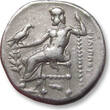 ANCIENT GREECE AR silver drachm circa 323-319 B.C. Macedon, Philip III Arrhidaios, Abydos mint, laurel branch & horse leg symbols VF+ lightly toned
