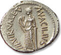 ROMAN REPUBLIC AR silver denarius 49 B.C. Mn. Acilius Glabrio, Rome mint - rare in this near mint state quality - EF++ nearly as minted, great toning