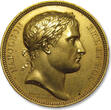 FRANCE - PREMIER EMPIRE AE GILDED 40mm commemorative medal 1805 A.D. Napoleon I Bonaparte: Commemorating the battle of Austerlitz EF strong gilding, hairline scratches on reverse