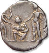 ROMAN REPUBLIC AR silver denarius 137 B.C. Rome mint - beautifully toned example - VF+ steelgrey toning with strong gold irridescence