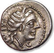 ROMAN REPUBLIC AR silver denarius 92 B.C. C. Allius Bala, Rome- biga of stags, grasshopper symbol, beauty - EF/EF+steelgrey toning